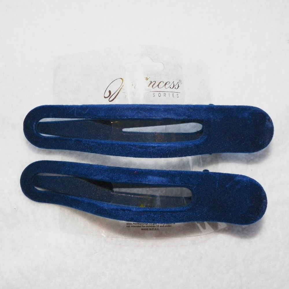2PC Blue Velvet Salon Hair Claw Clip Princess Accessories